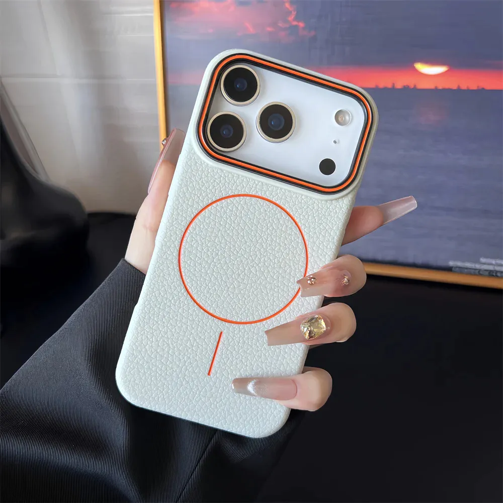 Arnolex Magnetic Ring iPhone Case Litchi Grain Back